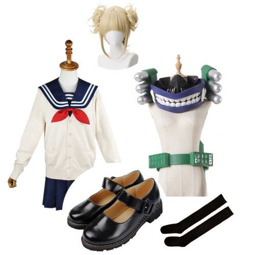 Anime My Hero Academia Cross my body / Himiko Toga Cosplay Whole Set Costume With Props Wigs and Shoes