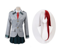 Anime My Hero Academia Todoroki Shoto Female Costume School Uniform Costume With Long Wigs Set