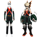 Anime My Hero Academia Bakugou Katsuki Fighting Suit Costume Whole Set With Wigs and Boots Halloween Costume
