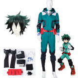 Anime My Hero Academia Midoriya Izuku Deku Green Fighting Suit Cosplay Costume With Wigs Set