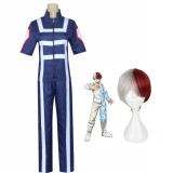 Anime My Hero Academia Todoroki Shoto Training Suit Costume With Wigs Suit Halloween Cosplay Outfit