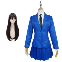 [Kids /Adults ] Anime Case Closed Mouri Ran Cosplay Costume Blue JK Uniform Cosplay Costume With Wigs Set