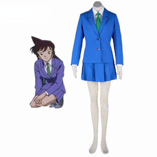 [Kids /Adults ] Anime Case Closed Mouri Ran Cosplay Costume Blue JK Uniform Cosplay Costume Suit