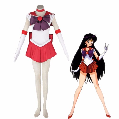 Anime Sailor Moon Sailor Mars Hino Rei Cosplay Costume Whole Set With Wigs Carnival Halloween Party Cosplay Outfit