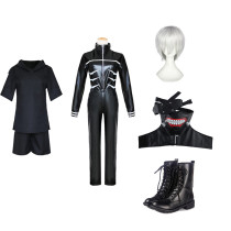 Anime Tokyo Ghoul Ken Kaneki Cosplay Costume Whole Set WIth Wigs Mask and Boots Carnival Halloween Party Cosplay Outfit