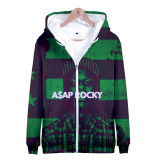 Asap Rocky Zipper Jacket Men Women Casual Hooded Zip Up Jacket With Fleece Inside Hip Hop Strertwear Outfit