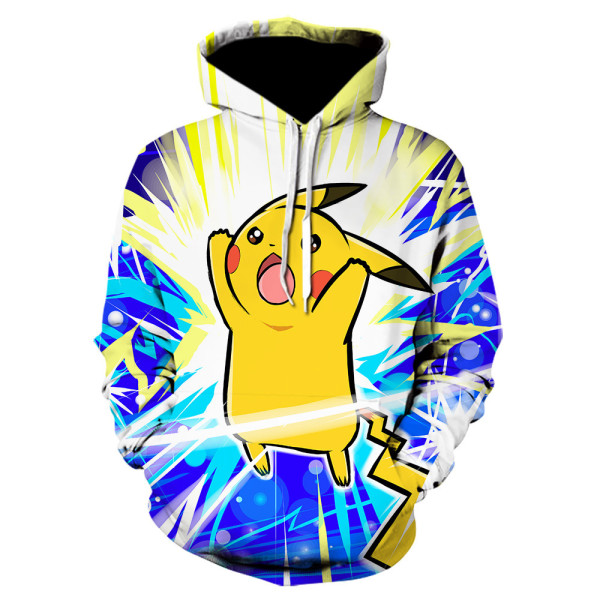 Pokemon Fashion 3-D Print Loose Casual Long Sleeves Unisex Casual Hooded Sweatshirt