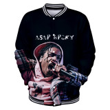 Asap Rocky 3-D Button Down Jacket Men Women Hip Hop Baseball Jacket Hip Hop Streetwear Coat