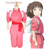 [ Kids/ Adults ] Anime Movie Spirited Away Ogino Chihiro Cosplay Costume Whole Set With Wigs and Shoes Halloween Cosplay Costume Outfit