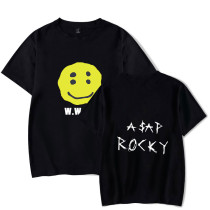 Asap Rocky Smile Face Print Graphic Printed Casual Short Sleeve Tee Men Women Hip Hop Streetwear Tops