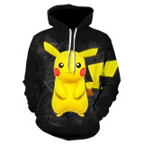 Pokemon Fashion 3-D Print Loose Casual Long Sleeves Unisex Casual Hooded Sweatshirt