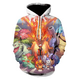 Pokemon Fashion 3-D Print Loose Casual Long Sleeves Unisex Casual Hooded Sweatshirt