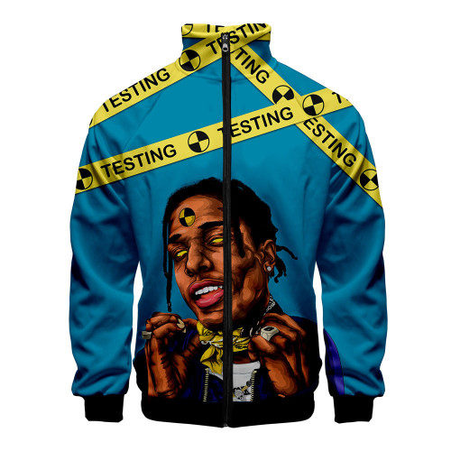 Asap Rocky Cool Kpop Zip Up Jacket Casual Street Style Coat Men Spring Autumn Winter Coat Outfit