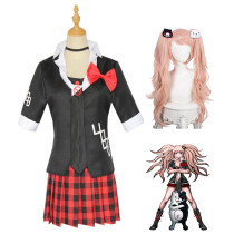 Danganronpa Junko Enoshima Cosplay Costume Whole Set With Wigs and Decor Halloween Cosplay Party Suit Set