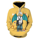 Pokemon Fashion 3-D Print Hoodie Long Sleeves Unisex Drawstring Hoodie