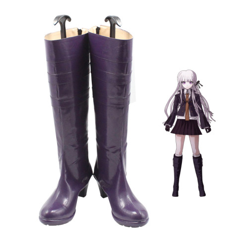 Danganronpa Kyoko Kirigiri Cosplay Boots Accessories PU Leather Knee Length Purple Cosplay Shoes