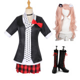 Danganronpa Junko Enoshima Cosplay Costume Uniform Suit With Wigs and Cosplay Boots Halloween Costume Whole Set