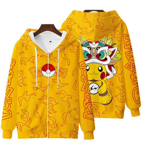 Pokemon Naruto Fall and Winter Zipper Unisex Fashion Loose Coat