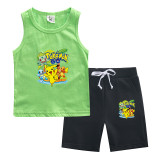 Pokemon Kids Summer Fashion Vest and Shorts 2 Piece sets