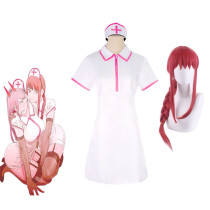 Anime Chainsaw Man Makima Nurse Suit Costume With Wigs Halloween Costume Full Set