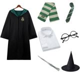 [Kids/Adults] Wizarding World Costume 7pcs Set Harry Potter Gryffindor Hufflepuff Ravenclaw Slytherin Costume Robe With Accessories Full Set