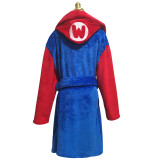 [ Kids/Adults ]Classic Mario and Luigi Costume Men Women Hooded Robe Flannel Bathrobe Cloak Costume