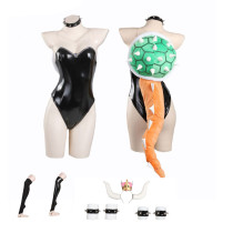 Game Mario Bowsette Princess Bowser Kuppa Hime Koopa PU Cosplay Jumpsuit Costume Halloween Sexy Costume Full SET