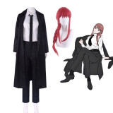 Anime Chainsaw Man Makima Black Cloak Costume Full Set With Wigs Halloween Women Girls Costume Outfit