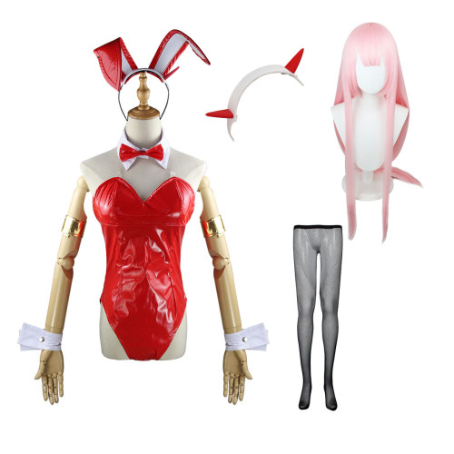 Anime Darling In The Franxx ZERO TWO 002 Strelizia Cosplay Costume With Wigs PU Jumpsuit Sexy Halloween Costume