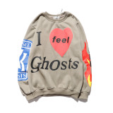 Kanye West I Feel Ghost Shirt Round Neck Long Sleeve Sweatshirt Hip Hop Casual Pullovers