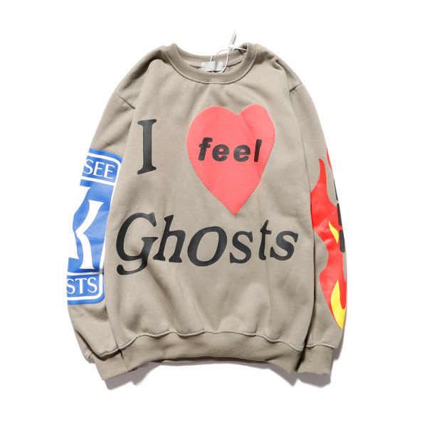 Kanye West I Feel Ghost Shirt Round Neck Long Sleeve Sweatshirt Hip Hop Casual Pullovers