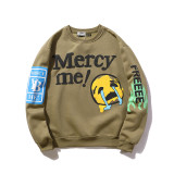 Kanye West Sweatshirt Mercy Me Sad Face Print Shirt Long Sleeve Loose Streetwear Pullover Tops