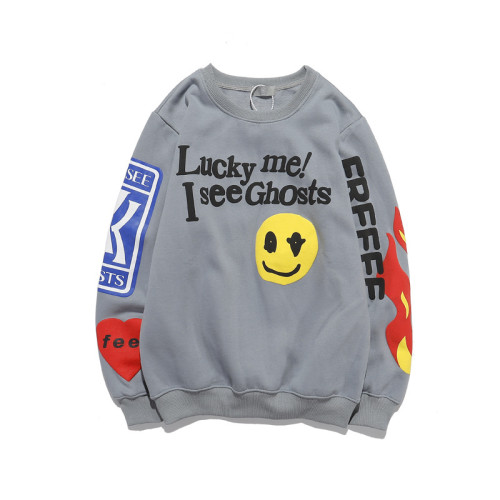 Kanye West Lucky Me I see Ghost Roundneck Sweatshirt Casaul Unisex Pullover Streetwear Tops