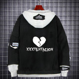 XXXtentacion Denim Jacket Fake Two Pieces Hooded Jeans Jacket Revenge Print Coat For Youth Adults