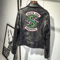 Riverdale Southside Serpent Print PU Leather Jacket Trendy Streetwear Outfit Tops