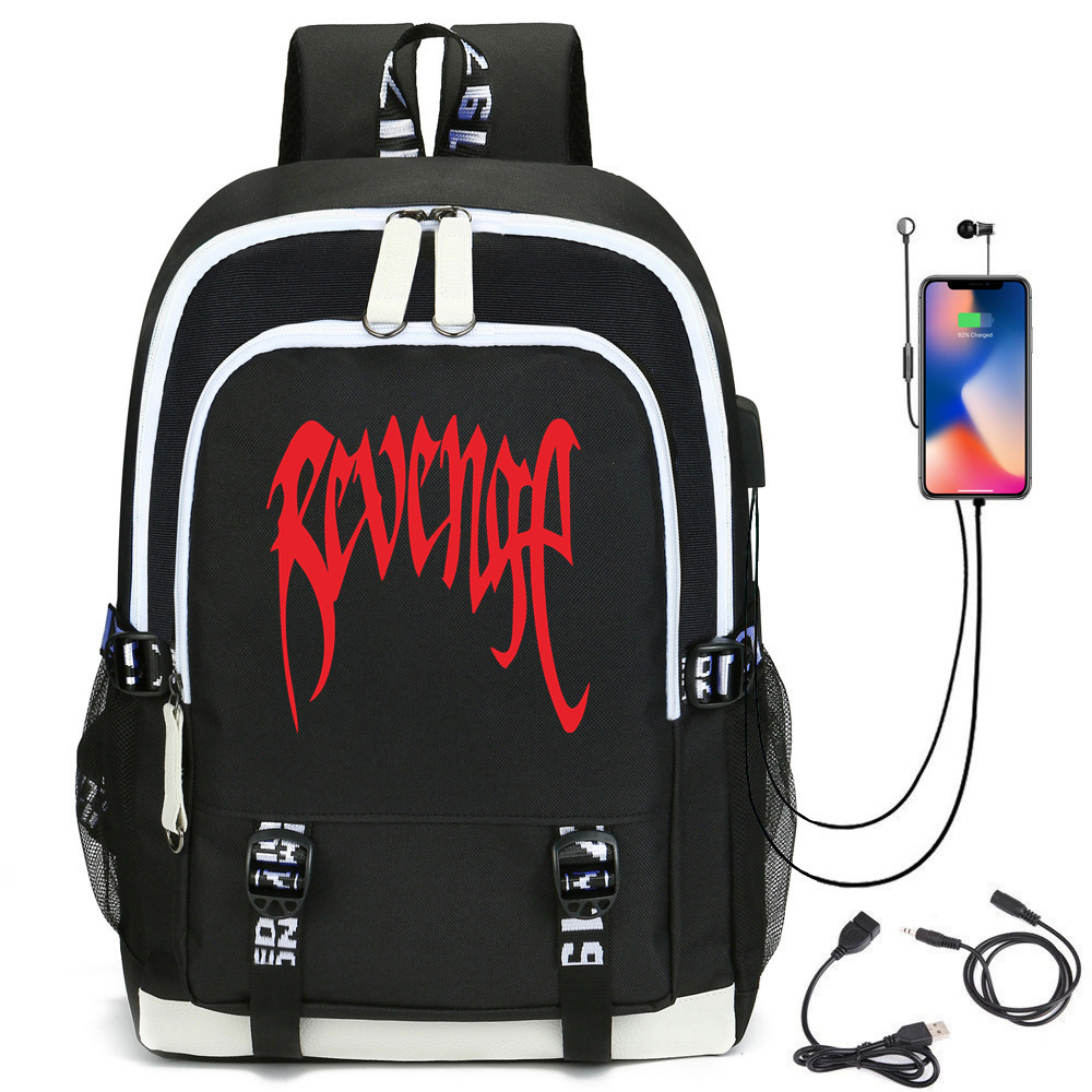 US$ 29.99 - XXXtentacion Revenge Print Backpack With USB Charging Port ...