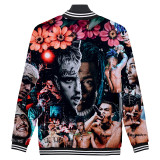 XXXtentacion Flower Print Baseball Jacket Unisex Youth Adults Trendy Hip Hop Jacket Coat