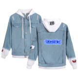 Riverdale Southside Serpent Print Denim Jacket Unisex Fake Two Piece Jeans Jacket Coat Hooded