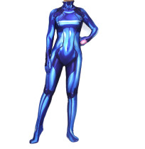 [Kids/Adults]Metroid Samus Aran Zero Blue Zentai Costume Halloween Cosplay Outfit Jumpsuit