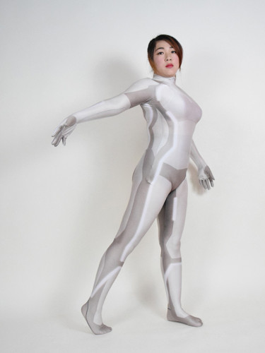 [Kids/Adults] Tron Cosplay Zentai White Version Jumpsuit Costume Halloween Party Outfit