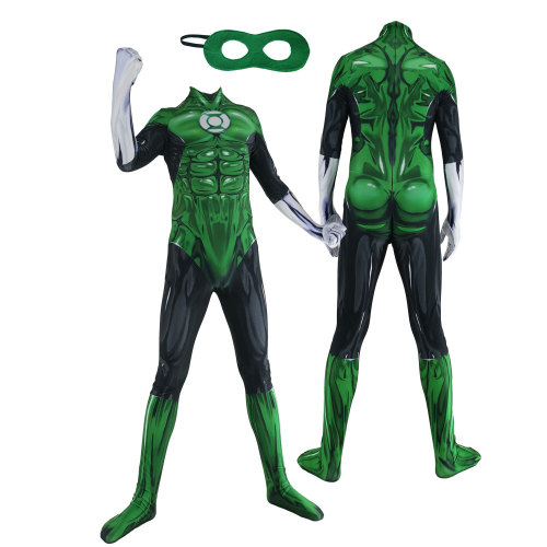 [Kids/Adults] Green Lantern Spandex Jumpsuit Cosplay Costumes Zentai Halloween Party Bodysuit