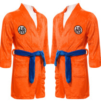 [Kids/Adults]Anime Dragon Ball Son Goku Bathrobe Orange Robe Pajamas Costume