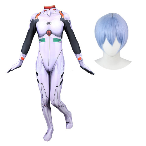 [Kids/Adults] Anime Neon Genesis Evangelion EVA Rei Ayanami Whole Set Costume Zentai Spandex Jumpsuit