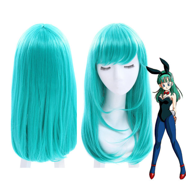 Anime Dragon Ball Bulma Cosplay Green Long Wigs