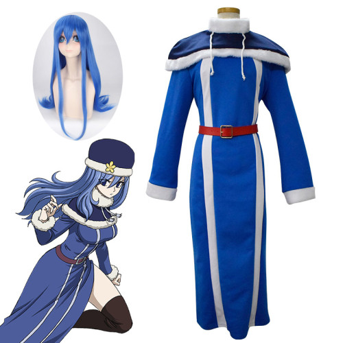 Anime Fairy Tail Juvia Lockser Cosplay Costume Full Set With Blue Wigs Halloween Party Costume Whole Set