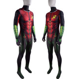 [Kids/Adults] Teen Titans Nightwing Robin Zentai Costume With Red Hood Halloween Cosplay Jumpsuit