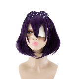 Anime Kakegurui Compulsive Gambler Midari Ikishima Cosplay Purple Wigs With Eye Mask and Bow