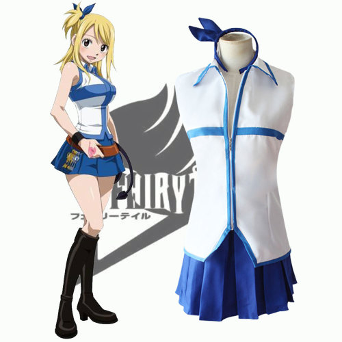Anime Fairy Tail Lucy Heartfilia Costume Uniform Top and Skirt Halloween Female Costume