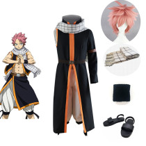 Anime Fairy Tail Etherious Natsu Dragneel Cosplay Costume+Wigs+Shoes Full Set Halloween Costume