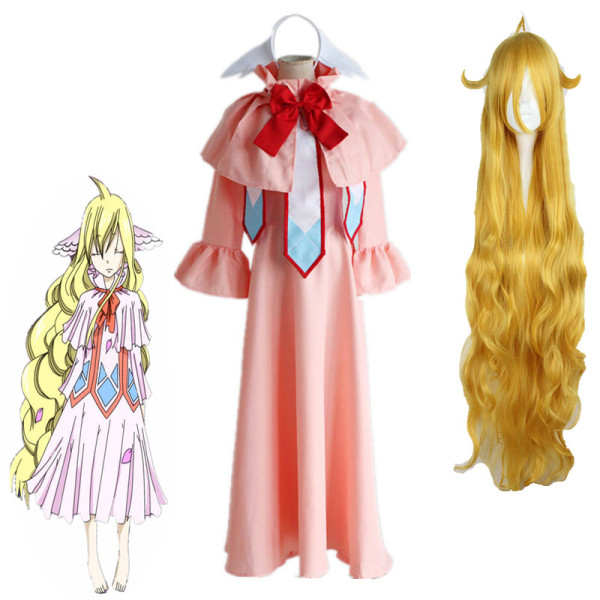 Anime Fairy Tail Mavis Vermilion Cosplay Costume Full Set Dress+Wigs Halloween Party Cosplay Costume